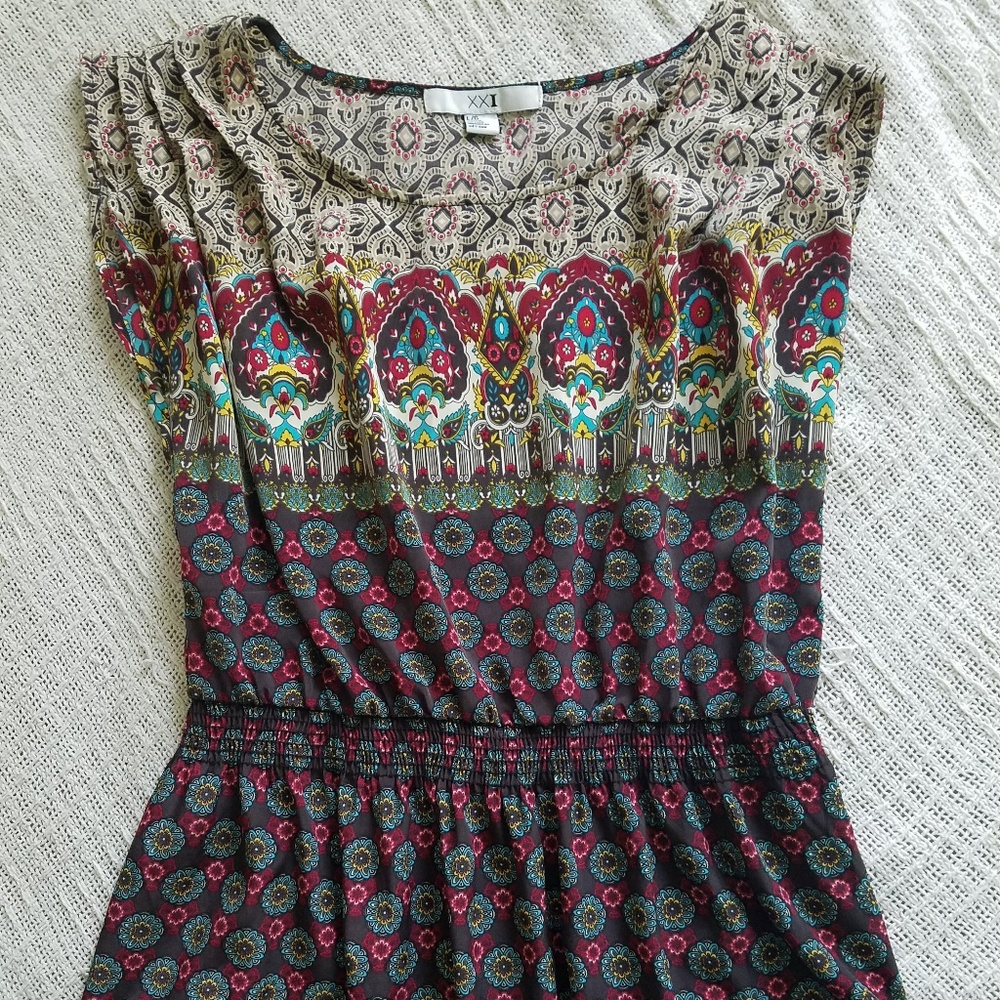 Forever 21 Bohemian Blouse with Gathered Waist